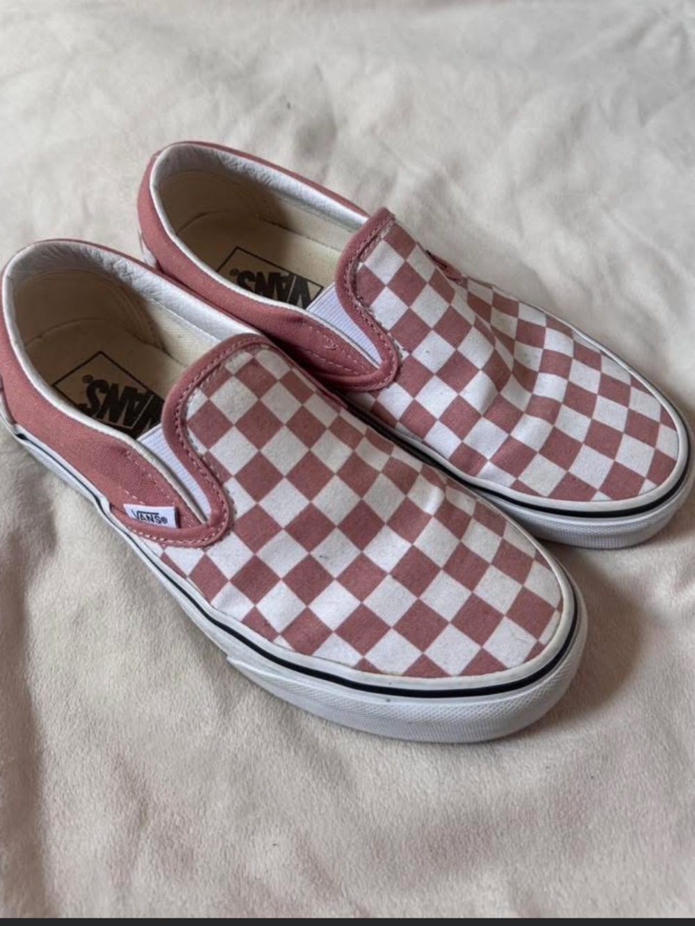 Vans Checkerboard Slip-On Sneakers - Pink & White